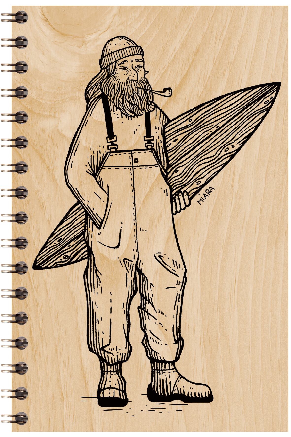 Carnet en bois winter old surfer W