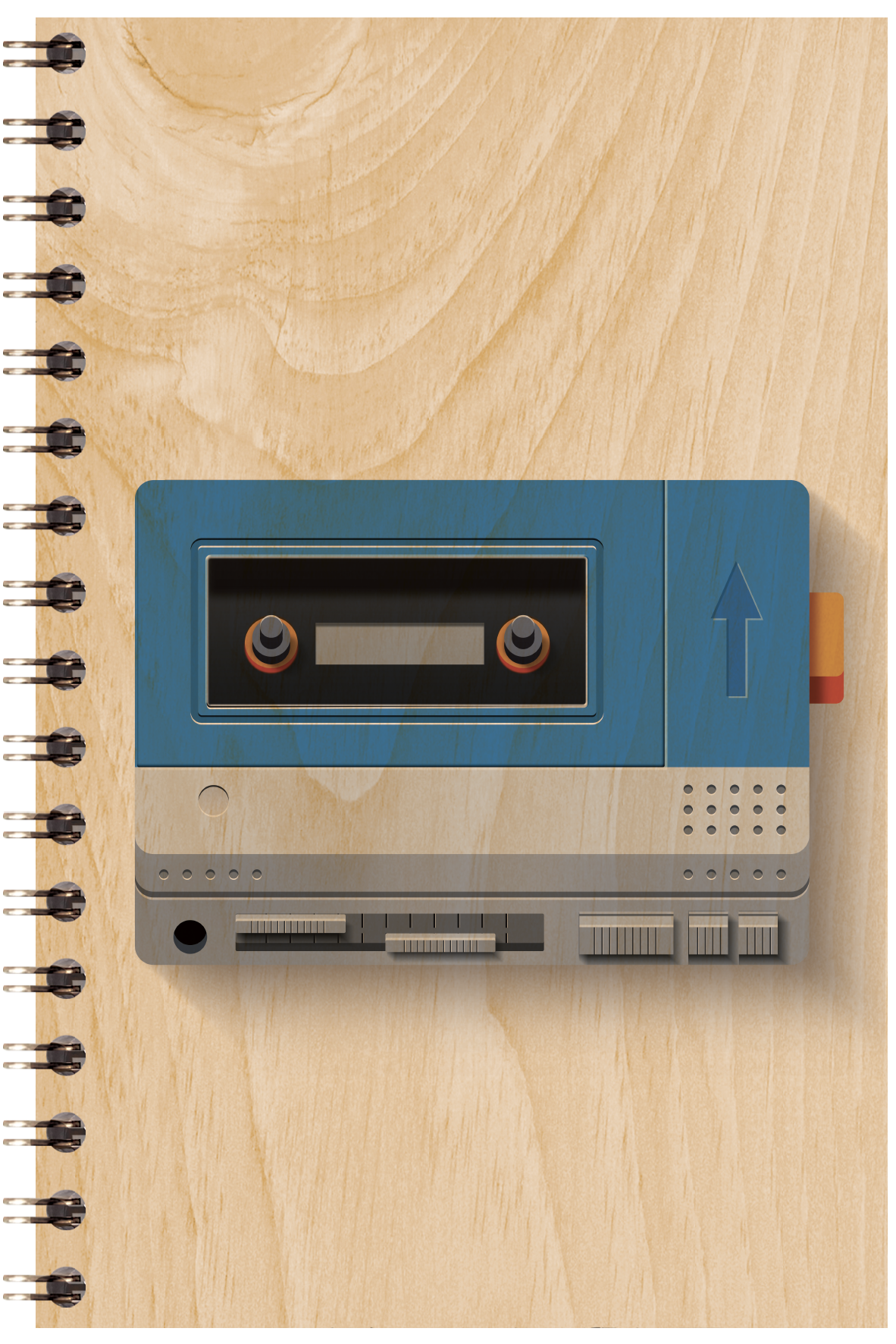 Carnet en bois music icons walkman W