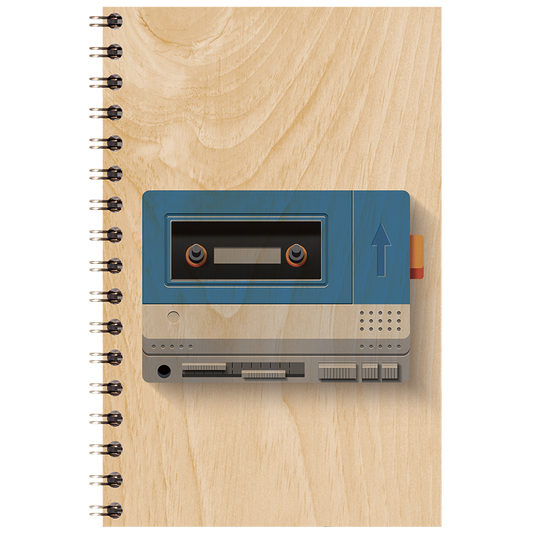 Carnet en bois music icons walkman W