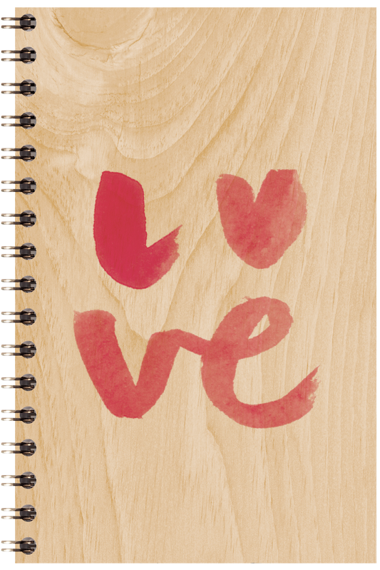 Carnet en bois painted words love W