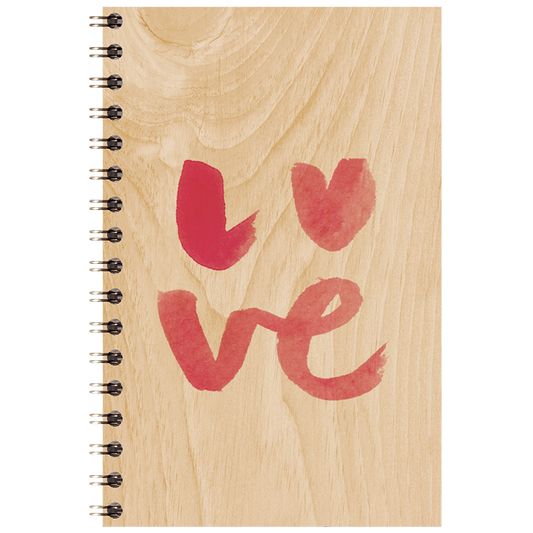 Carnet en bois painted words love W