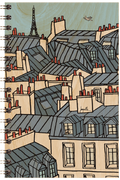 Carnet en bois Paris illustré toits W