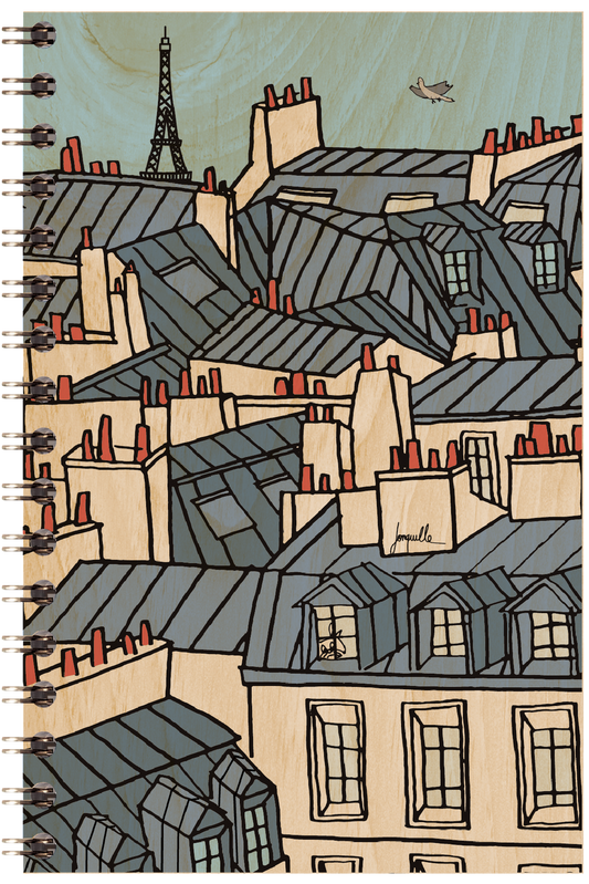 Carnet en bois paris illustré toits W