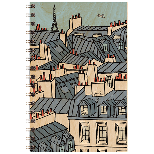 Carnet en bois paris illustré toits W