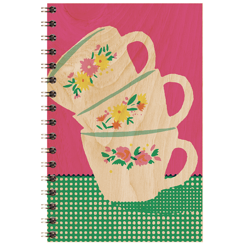 Carnet en bois still life cups W
