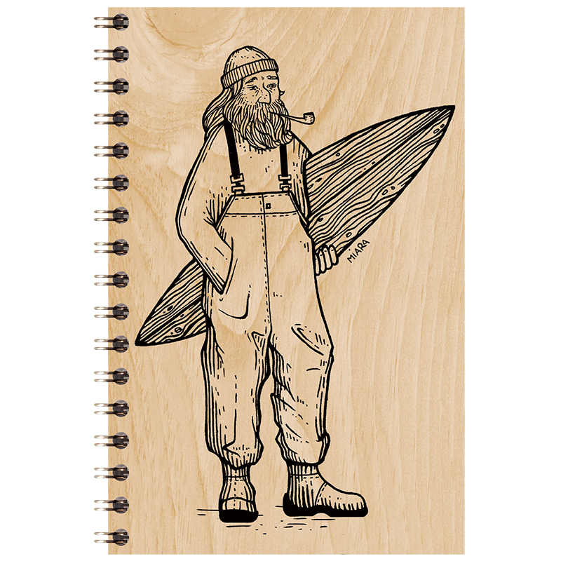 Wood notebook winter old surfer W