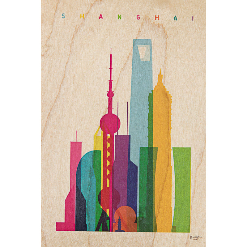 Carte en bois cities Shangai W