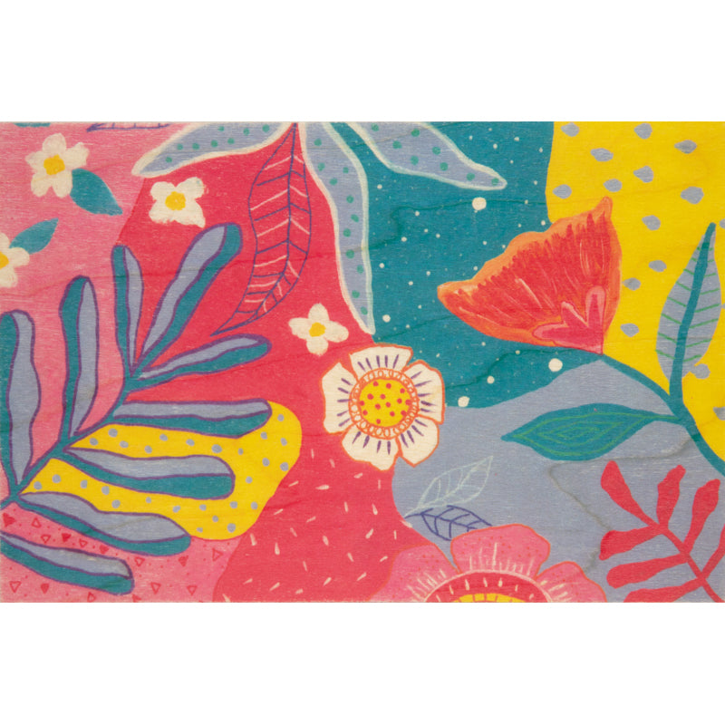Wood postcard giant flowers 3 W