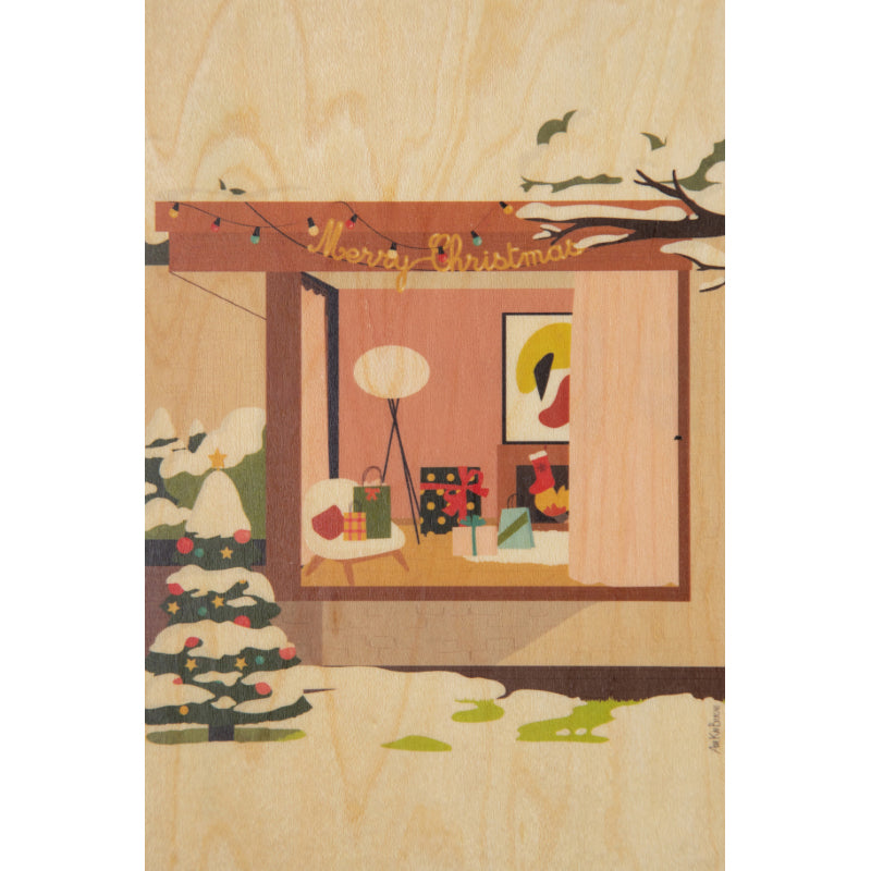 Carte en bois greetings 2 AK home W