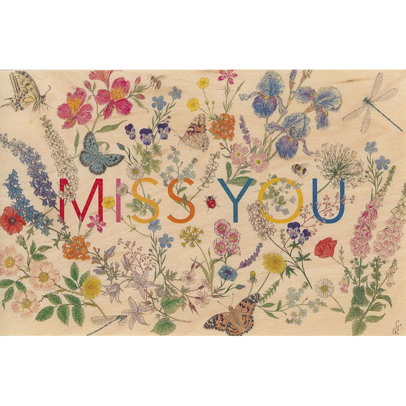 Carte en bois greetings 3CG miss you W
