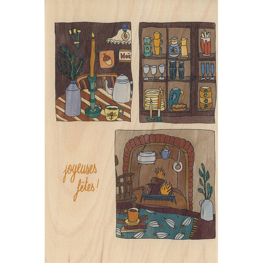 Carte en bois greetings 3MT fetes W