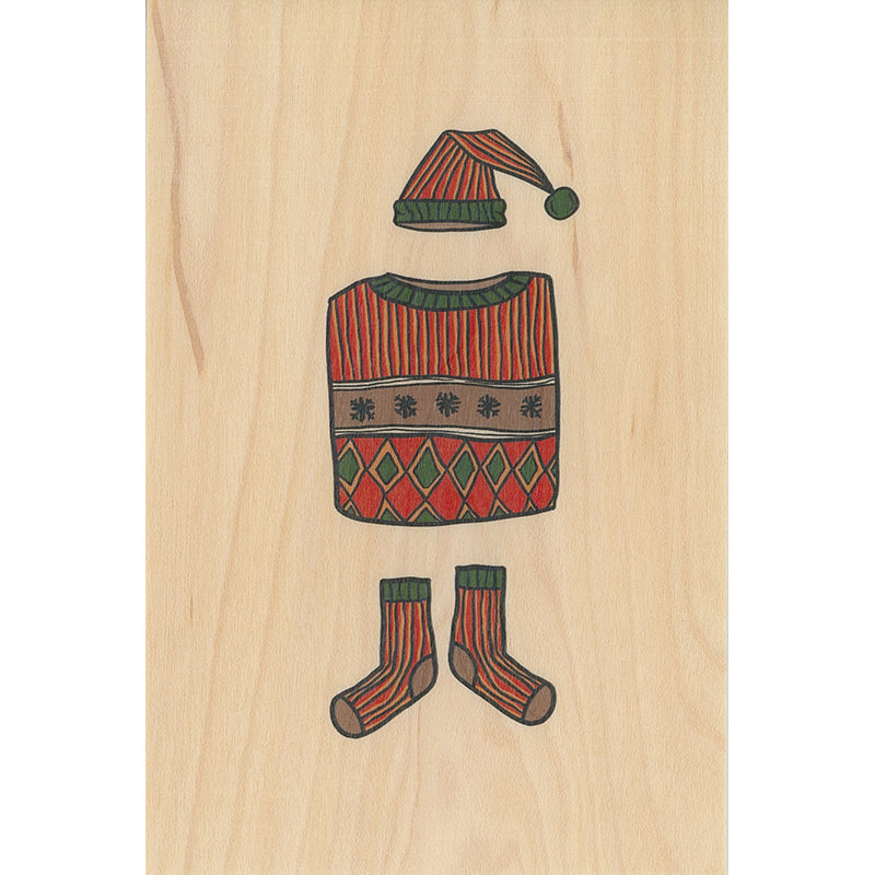 Carte en bois greetings 3PN red W