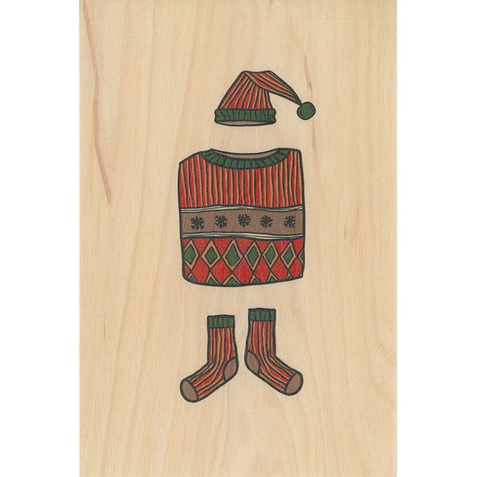 Carte en bois greetings 3PN red W