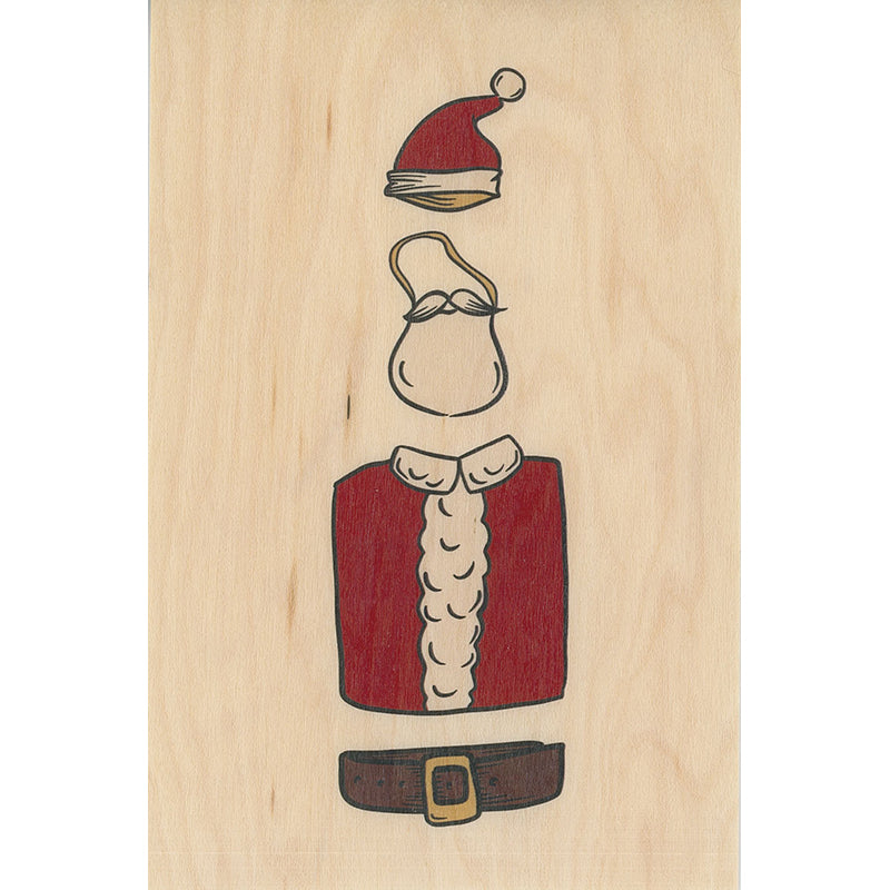 Carte en bois greetings 3PN santa W