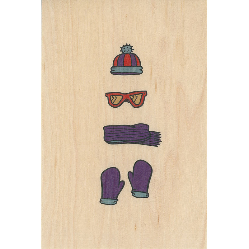 Carte en bois greetings 3PN snow W