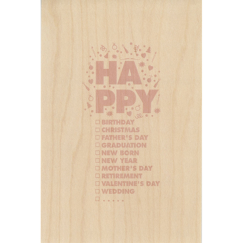 Carte en bois greetings 3TY hap pink W