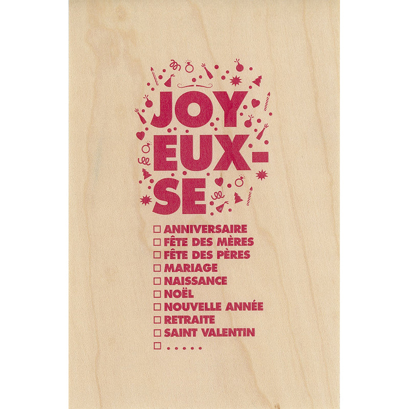 Carte en bois greetings 3TY joy rose W