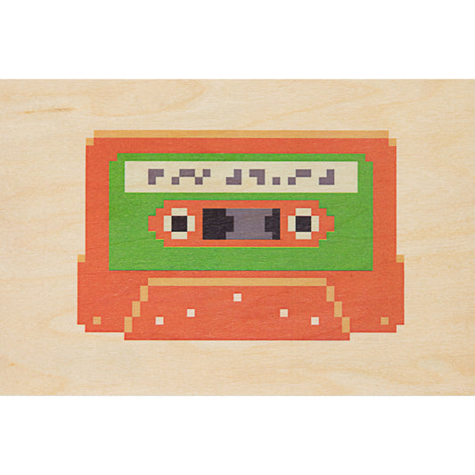Carte en bois hello 80's tape W