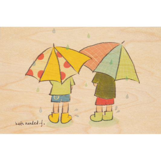 Petite carte en bois kids 3 rainy day W
