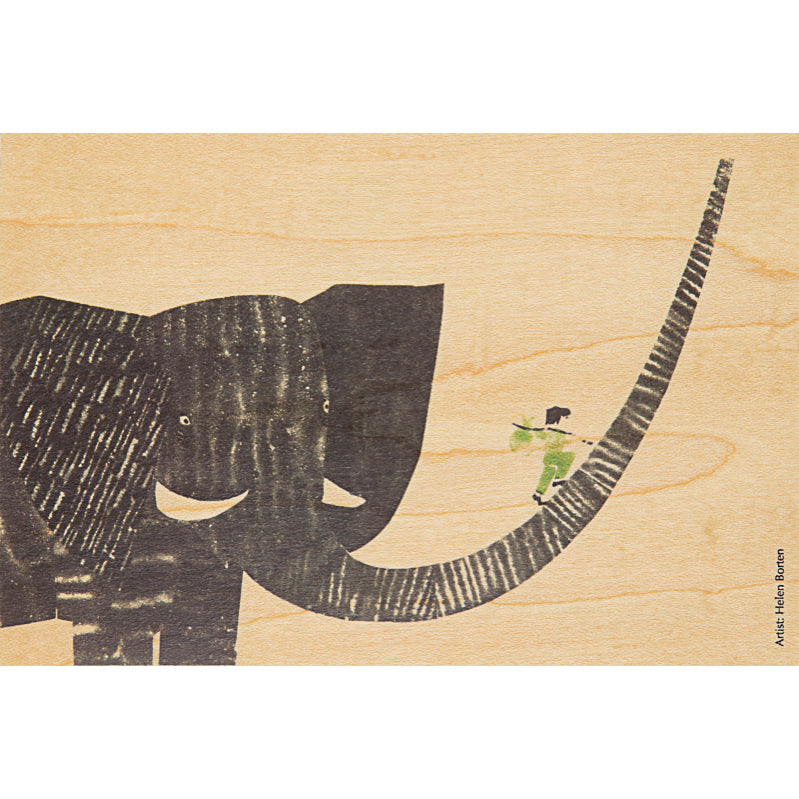 Carte en bois kids boy on elephant W