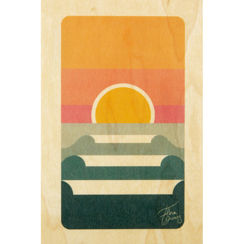 Carte en bois Landes sunset W