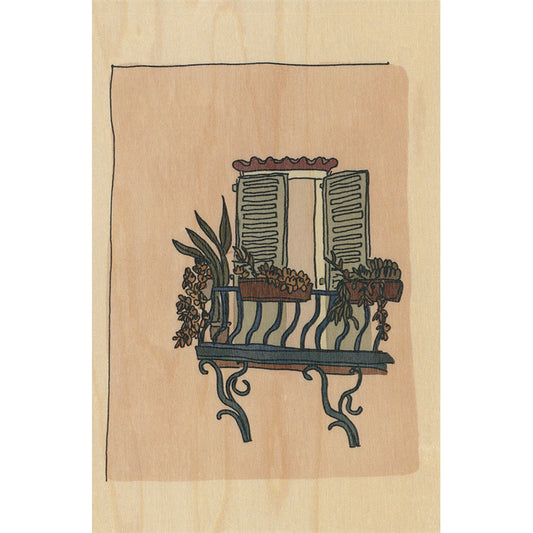Carte en bois le sud balcon fleuri W