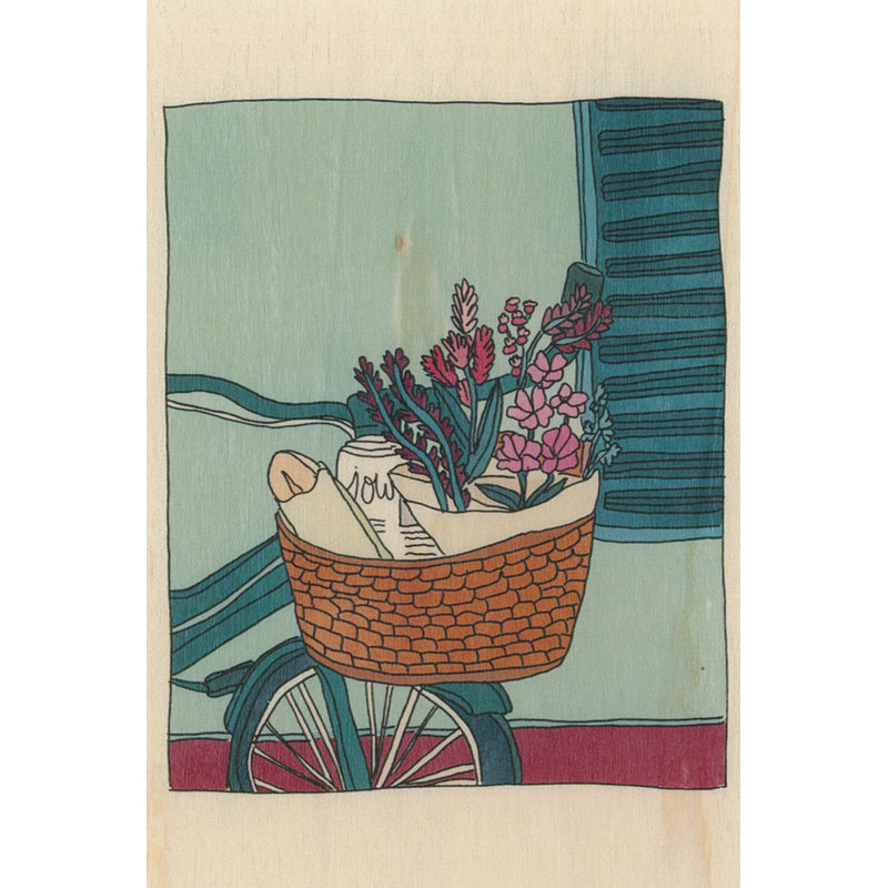 Carte en bois le sud panier velo W