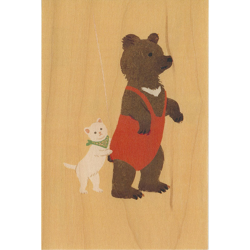 Wood postcard little animals bear W
