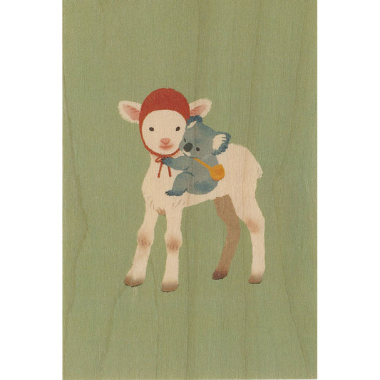Carte en bois little animals lamb W