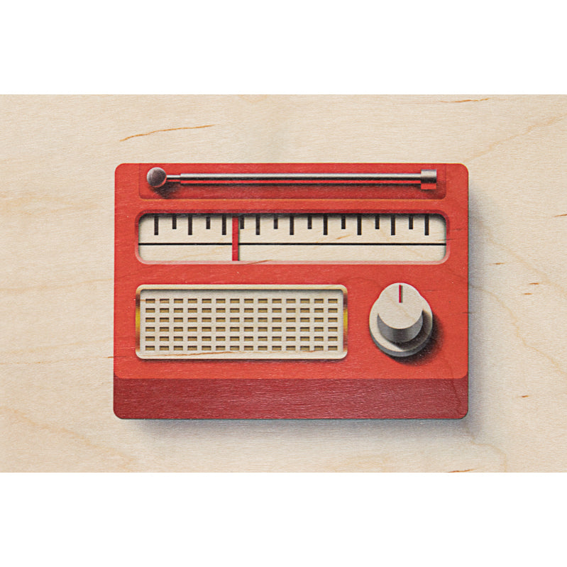 Carte en bois music icons radio W