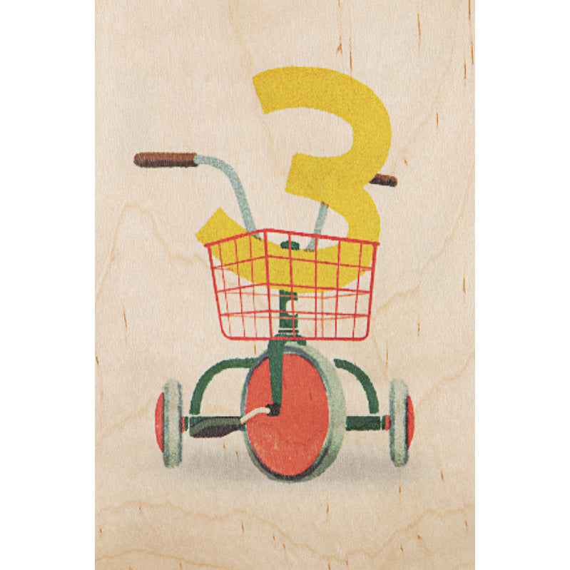 Carte en bois numbers 3 W