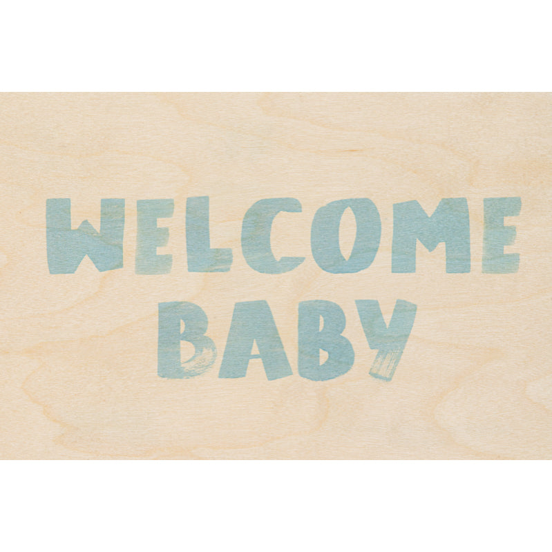 Carte en bois painted words baby blue W
