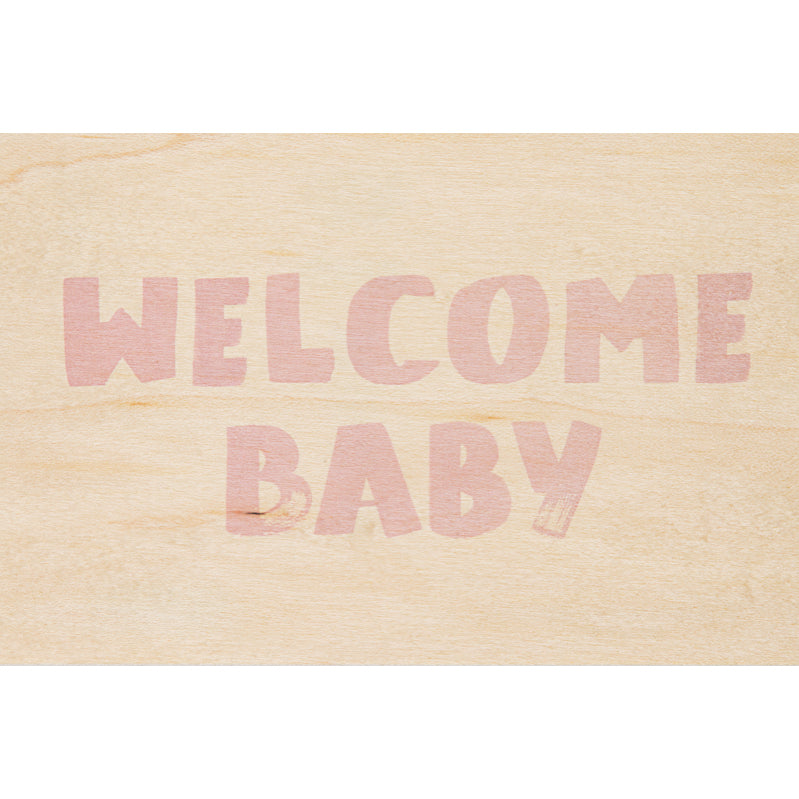 Carte en bois painted words baby pink W