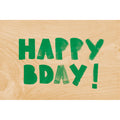 Carte en bois painted words hbday green W