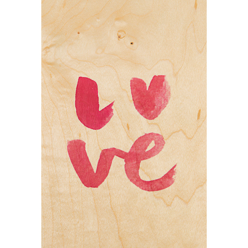 Carte en bois painted words love W
