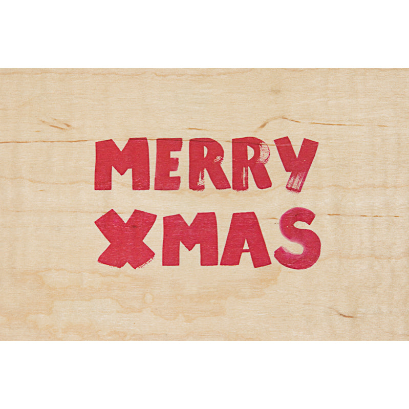 Carte en bois painted words Xmas W