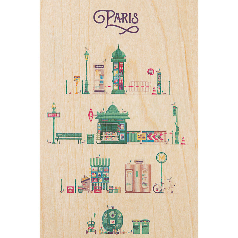 Carte en bois Paris 10 W