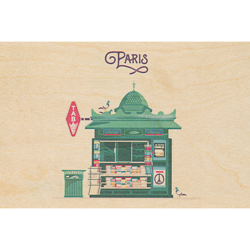 Carte en bois Paris 6 W