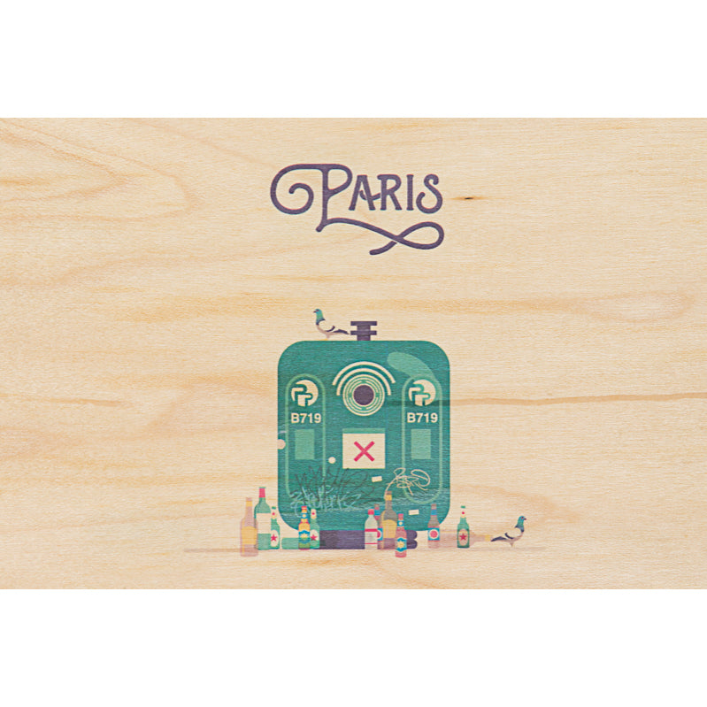 Carte en bois Paris 7 W