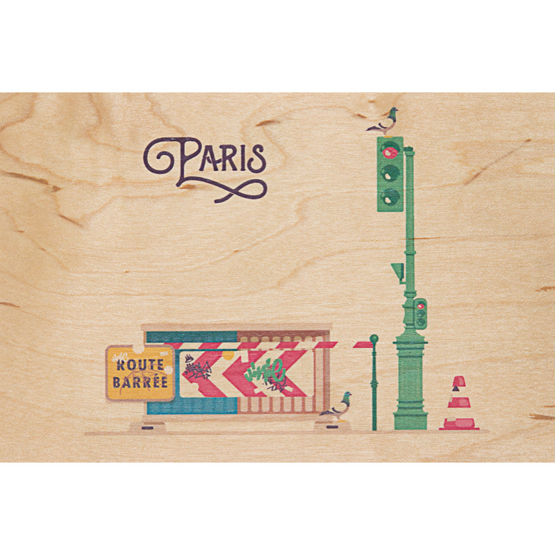 Carte en bois Paris 9 W