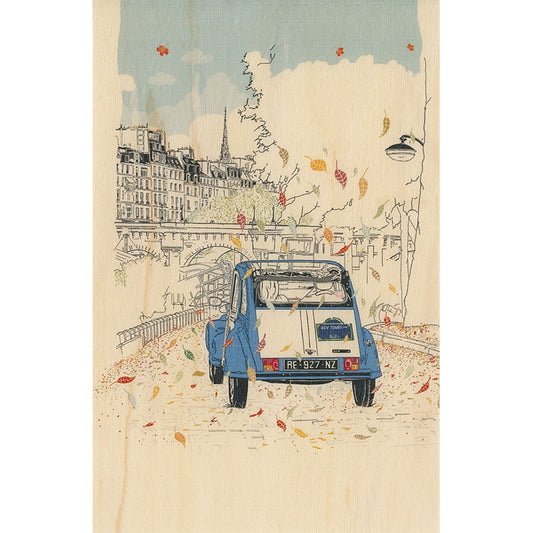 Carte en bois Paris icons 2 cv W