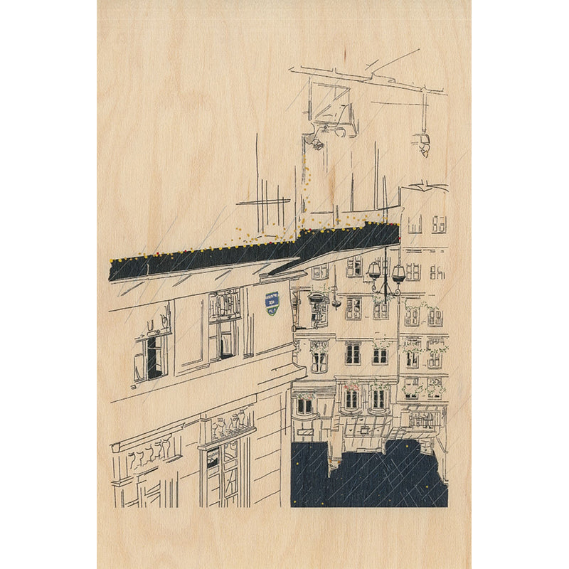 Carte en bois Paris icons NB W