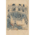 Carte en bois Paris icons blue roofs W