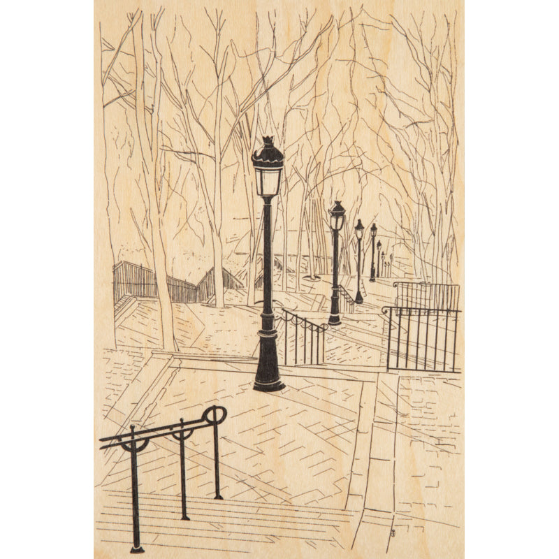 Carte en bois Paris icons downstairs W