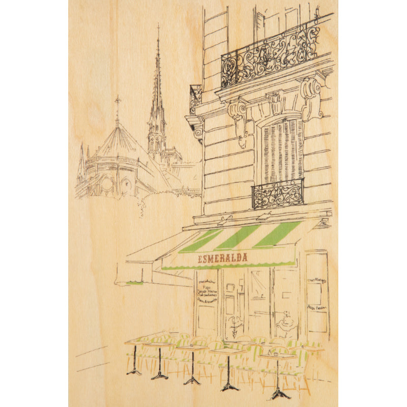 Carte en bois Paris icons Esmeralda W