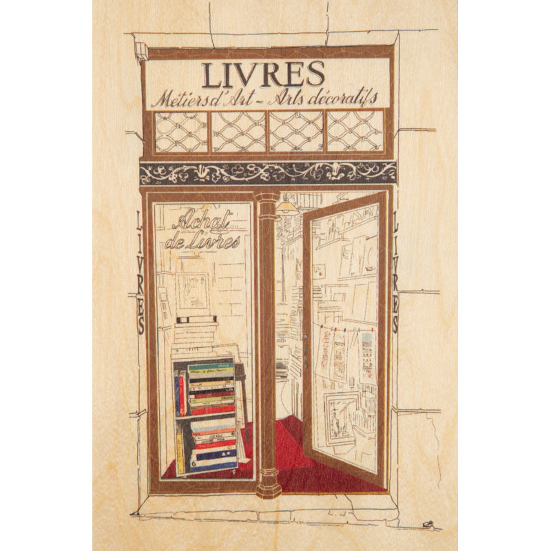 Carte en bois Paris icons livres W