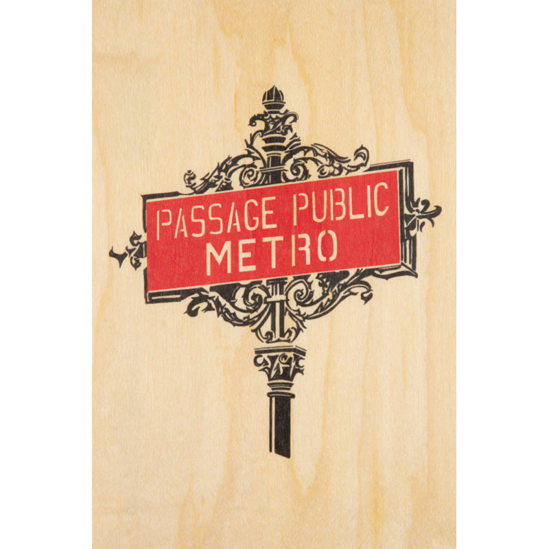 Carte en bois Paris icons metro W