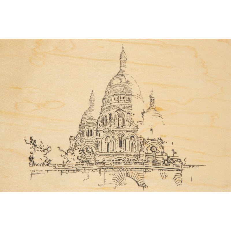 Carte en bois Paris icons Montmartre W