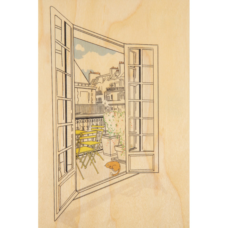 Carte en bois Paris icons open windows W
