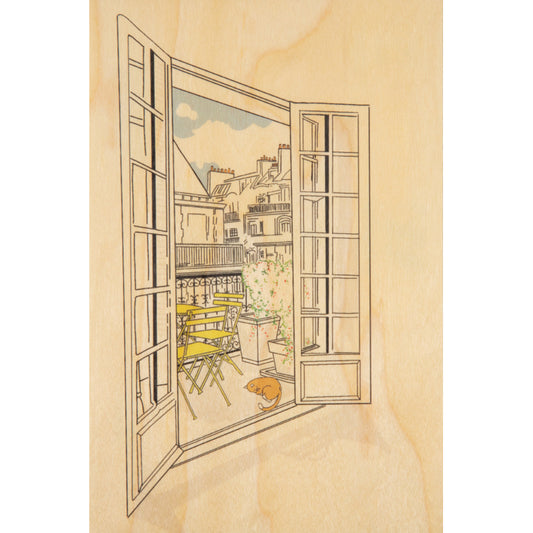 Carte en bois Paris icons open windows W